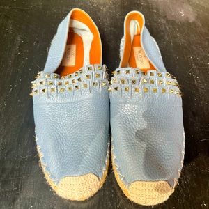 Valentino Blue Leather Studded Espadrilles